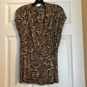 🐆Animal print blouse w/ false wrap